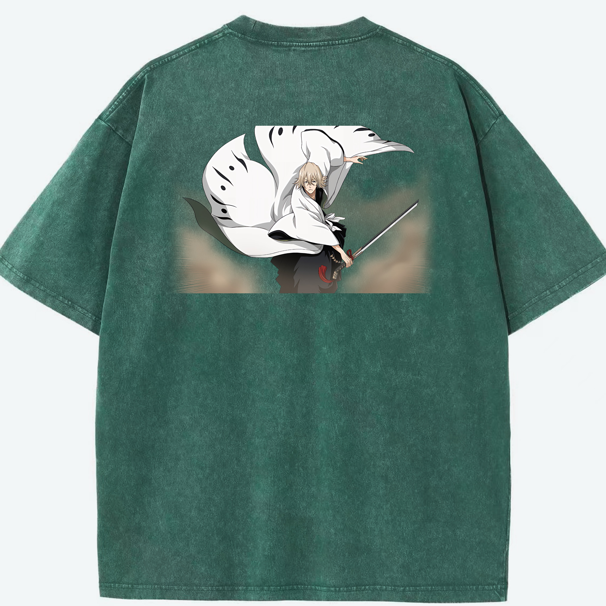 （画像用） "ブリーチ 浦原 喜助（うらはら きすけ） BLEACH Urahara Kisuke " 綿100% ヴィンテージ風 半袖Tシャツ（背面プリント）